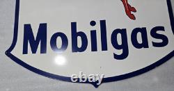 Large Mobil Gas Shield Porcelain Enamel 48 Inches Double Sided