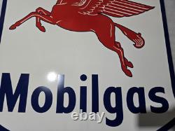 Large Mobil Gas Shield Porcelain Enamel 48 Inches Double Sided