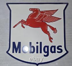 Large Mobil Gas Shield Porcelain Enamel 48 Inches Double Sided