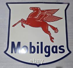 Large Mobil Gas Shield Porcelain Enamel 48 Inches Double Sided