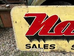 Large ORIGINAL Vintage NASH SALES & SERVICE Double Sided GREAT PATINA Dealership