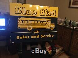 Large Old Blue Bird Bus Dealer Sales And Service Double Sided Sign