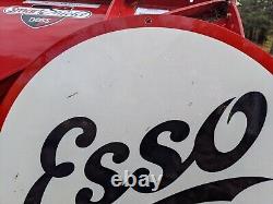 Large Old Double-sided Esso Motor Oil Gasoline Porcelain Enamel Gas Pump Sign