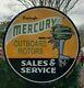Large Old Used 1950's Mercury Outboard Motors Double Sided Porcelain Metal Sign