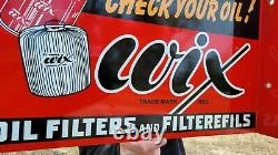 Large Old Vintage Double Sided Flanged Wix Oil Filter Porcelain Heavy Metal Sign