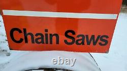 Large Old Vintage Double Sided Stihl Chain Saws Porcelain Heavy Metal Sign