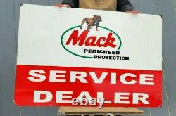 Large Old Vintage Mack Trucks Service Dealer Porcelain Metal Double Sided Sign