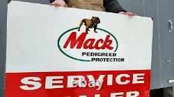 Large Old Vintage Mack Trucks Service Dealer Porcelain Metal Double Sided Sign