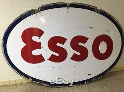Large Original 1950's ESSO double-sided ceramic sign Gasoline Station Oil