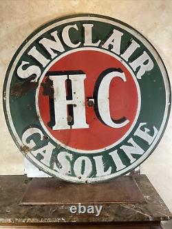 Large Original & Authentic''sinclair'' 48 Inch Double Sided Porcelain Sign