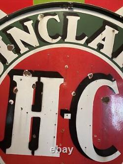 Large Original & Authentic''sinclair'' 48 Inch Double Sided Porcelain Sign