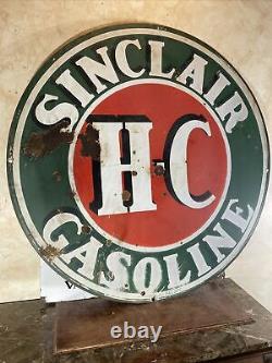 Large Original & Authentic''sinclair'' 48 Inch Double Sided Porcelain Sign