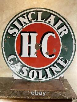 Large Original & Authentic''sinclair'' 48 Inch Double Sided Porcelain Sign