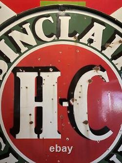 Large Original & Authentic''sinclair'' 48 Inch Double Sided Porcelain Sign