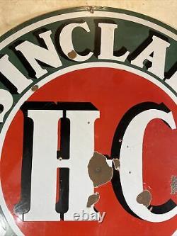 Large Original & Authentic''sinclair'' 48 Inch Double Sided Porcelain Sign