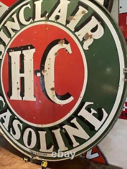 Large Original & Authentic''sinclair'' 48 Inch Double Sided Porcelain Sign