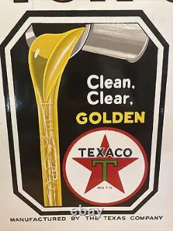 Large Original & Authentic''texaco'' 30x30 Inch. Double Sided Porcelain Sign