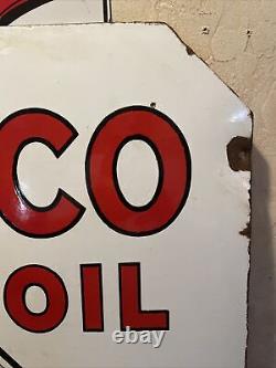 Large Original & Authentic''texaco'' 30x30 Inch. Double Sided Porcelain Sign