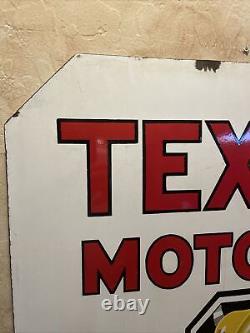 Large Original & Authentic''texaco'' 30x30 Inch. Double Sided Porcelain Sign