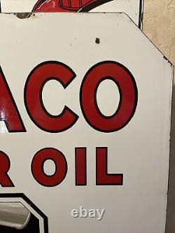 Large Original & Authentic''texaco'' 30x30 Inch. Double Sided Porcelain Sign