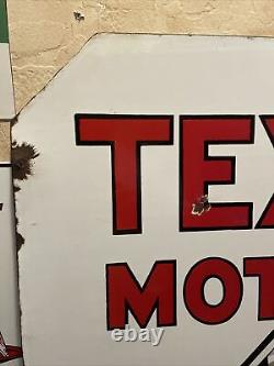 Large Original & Authentic''texaco'' 30x30 Inch. Double Sided Porcelain Sign