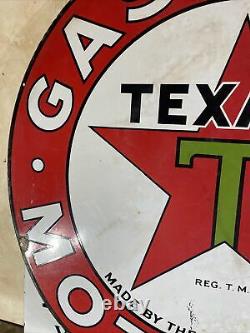 Large Original & Authentic''texaco'' 42 Inch Double Sided Porcelain Sign