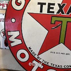 Large Original & Authentic''texaco'' 42 Inch Double Sided Porcelain Sign