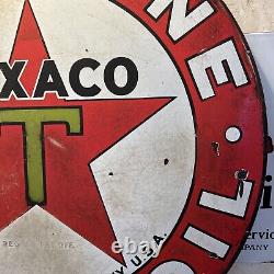 Large Original & Authentic''texaco'' 42 Inch Double Sided Porcelain Sign