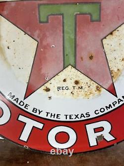 Large Original & Authentic''texaco'' 42 Inch Double Sided Porcelain Sign