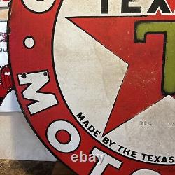 Large Original & Authentic''texaco'' 42 Inch Double Sided Porcelain Sign