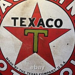 Large Original & Authentic''texaco'' 42 Inch Double Sided Porcelain Sign