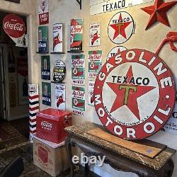 Large Original & Authentic''texaco'' 42 Inch Double Sided Porcelain Sign