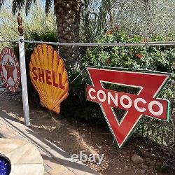 Large Original & Authentic''texaco'' 42 Inch Double Sided Porcelain Sign