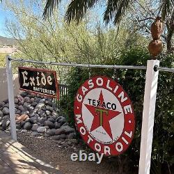 Large Original & Authentic''texaco'' 42 Inch Double Sided Porcelain Sign