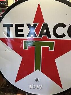 Large Original & Authentic''texaco'' 6 Foot Double Sided Porcelain Dealer Sign