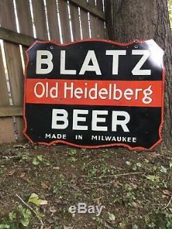 Large Original Blatz Beer advertising Double Sided Porcelain Sign 45