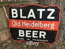 Large Original Blatz Beer advertising Double Sided Porcelain Sign 45