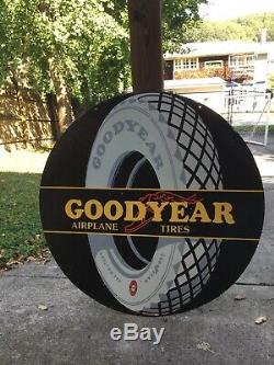 Large Original Goodyear Tire Double Sided Porcelain Sign 42