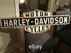 Large Original Harley Motor Cycles Double Sided Porcelain Sign