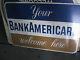 Large Original Your Bankamericard Welcome Here Metal Double Sided Station Sign