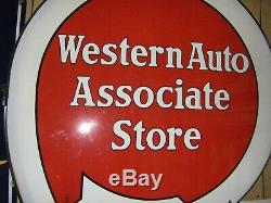 Large Porcelain Double Sided Western Auto No. 9 Sign Great Condition