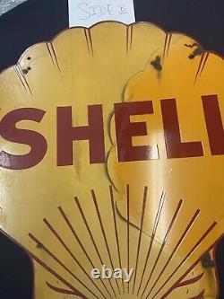 Large Porcelain Shell Gas Sign 4ft x 4ft Double Sided NOT REPRODUCTION