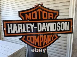 Large Rare Vtg Harley Davidson DOUBLE-SIDED Heavy Porcelain Sign 24X 16
