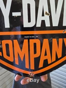 Large Rare Vtg Harley Davidson DOUBLE-SIDED Heavy Porcelain Sign 24X 16