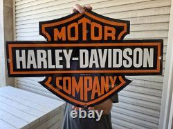 Large Rare Vtg Harley Davidson DOUBLE-SIDED Heavy Porcelain Sign 24X 16