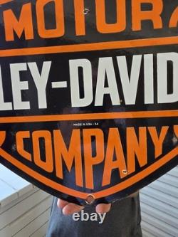 Large Rare Vtg Harley Davidson DOUBLE-SIDED Heavy Porcelain Sign 24X 16
