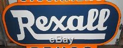 Large Stockmens Rexall Drugs Double Sided Porcelain Outdoor Sign 88W x 61T