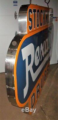 Large Stockmens Rexall Drugs Double Sided Porcelain Outdoor Sign 88W x 61T