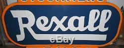 Large Stockmens Rexall Drugs Double Sided Porcelain Outdoor Sign 88W x 61T