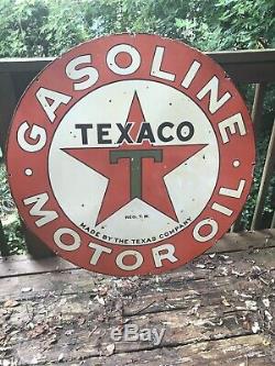 Large Texaco Motor Oil Double Sided Porcelain Sign
